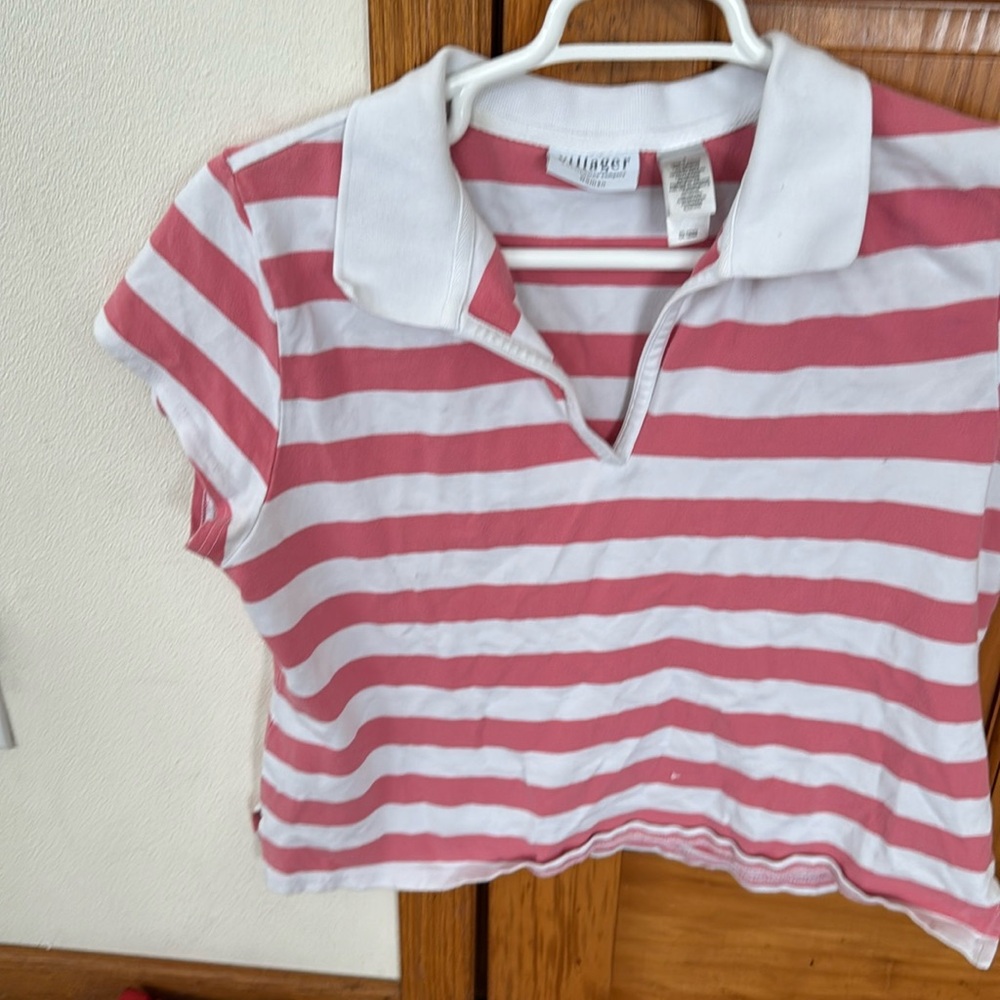 Liz claiborn villager  blouse pink/white medium in very good condition